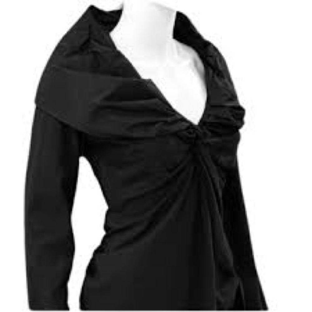 NWOT CAbi Black Cinema Opera Taffeta Collar Blouse